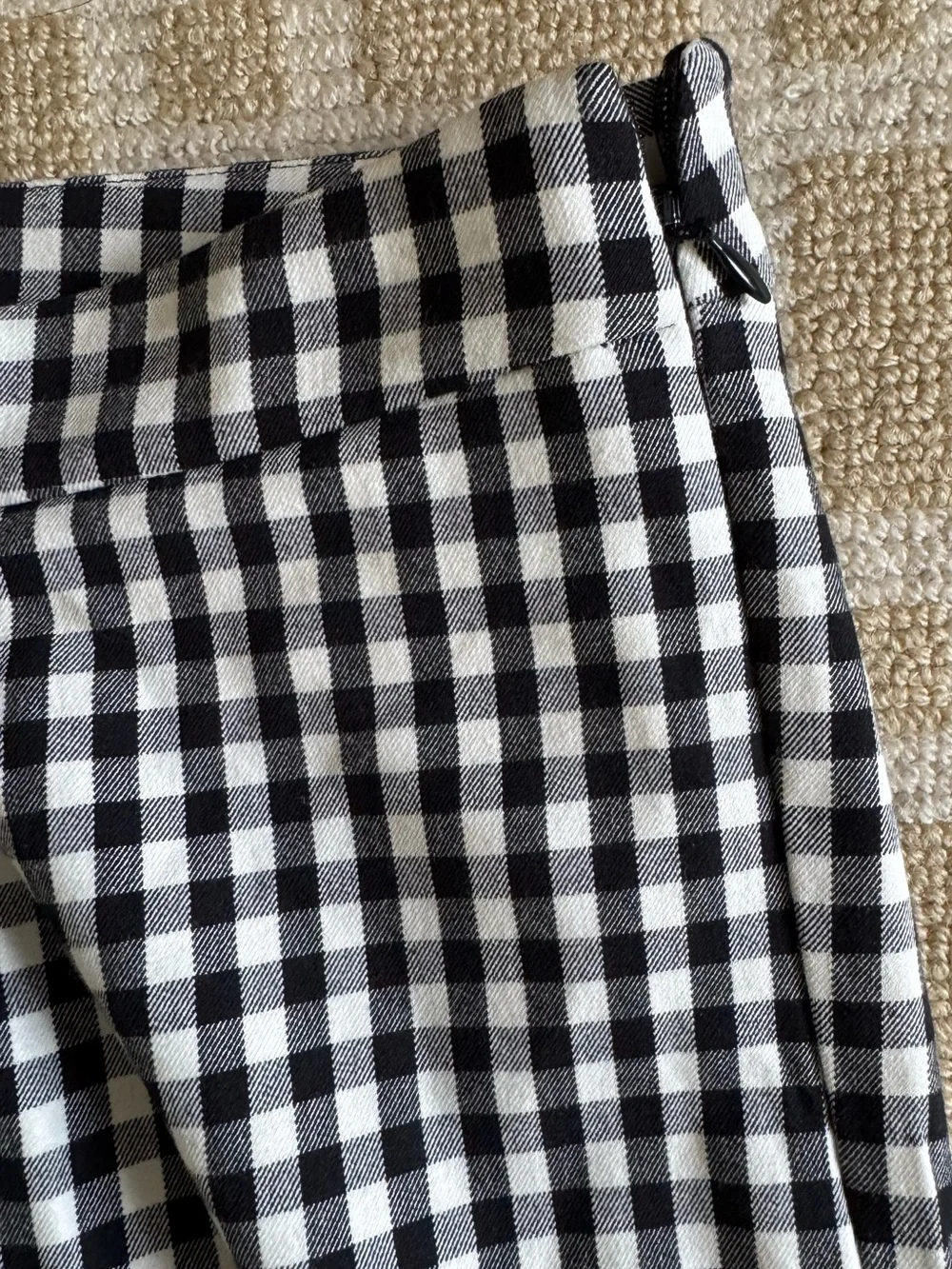 Talbots Chatham Ankle Stretch Pants Black White Gingham Check Size 10